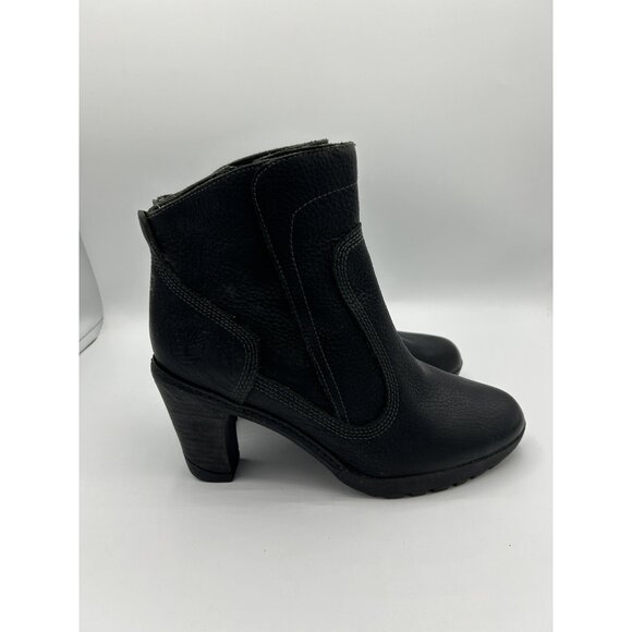 Timberland Black Leather Heeled Ankle Motorcycle Riding Dress Boots Size 6 - Picture 6 of 9